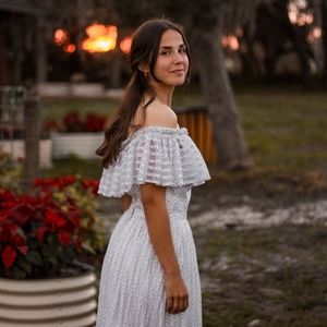 Vintage Floral Off The Shoulder Maxi Dress